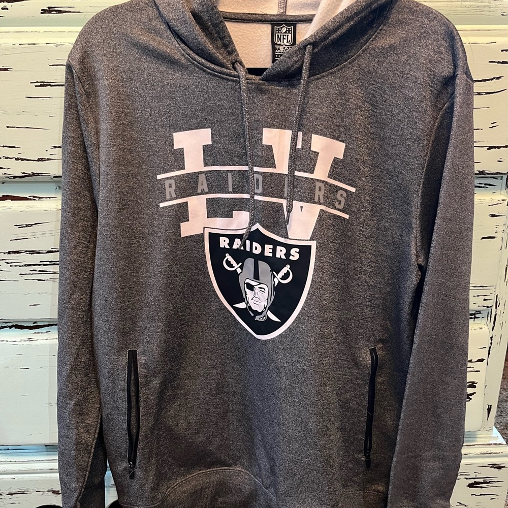 NFL Raiders Gray Hoodie. NFL brand. Mens size medium.